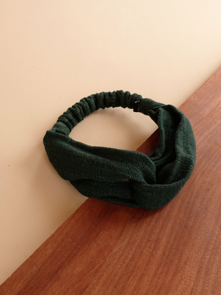 Hand-woven Hairband_Deep Green