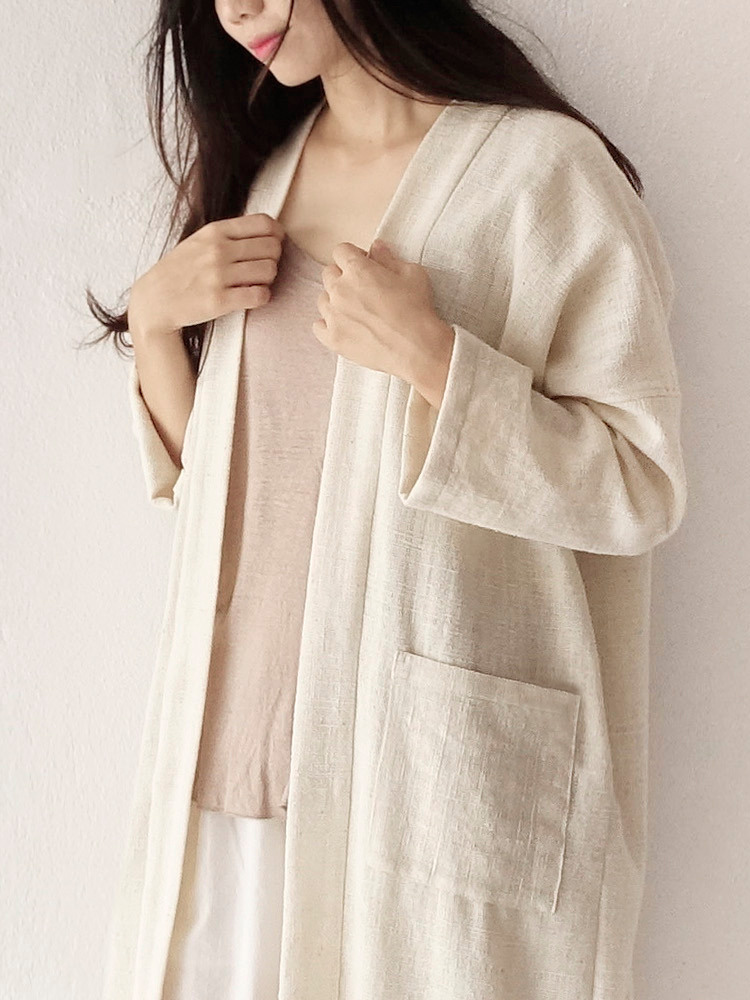 Hand-woven Oversize Long Robe Cardigan_Organic White