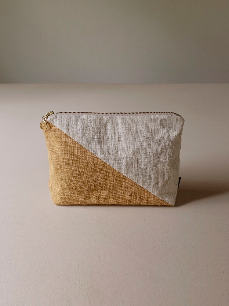 Hand-woven Pouch(Color Block)_Jackfruit Yellow
