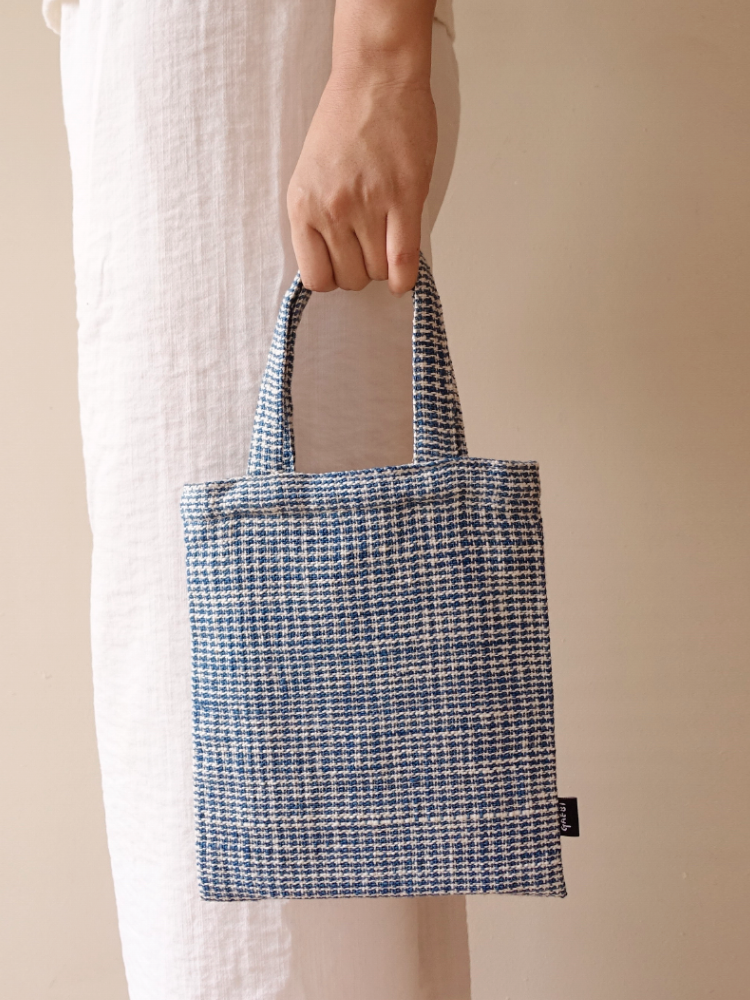Hand-woven Drawingbook Ecobag_Blue Pattern